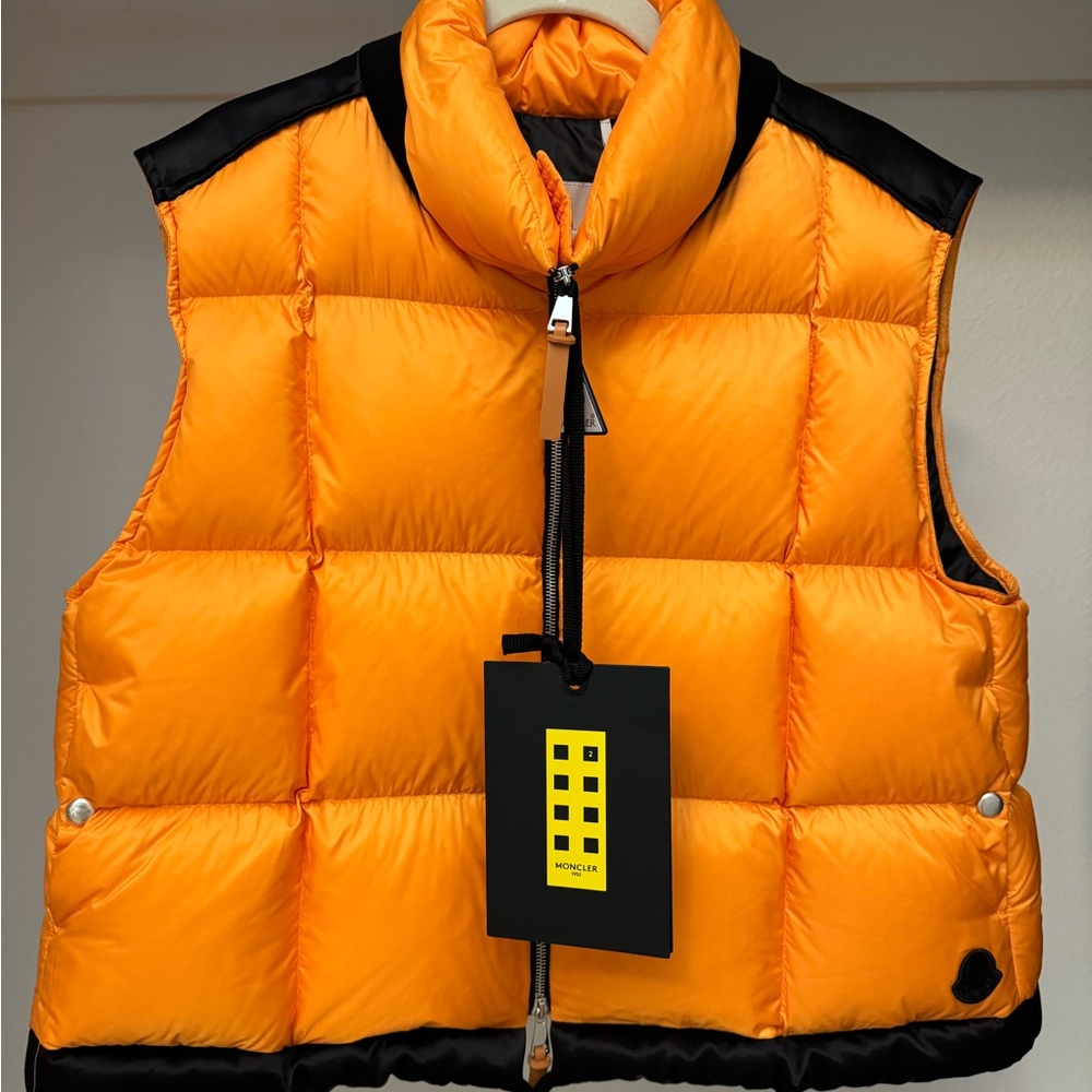 NWT Moncler Genius Kart Down Vest Marigold Yellow Size 2